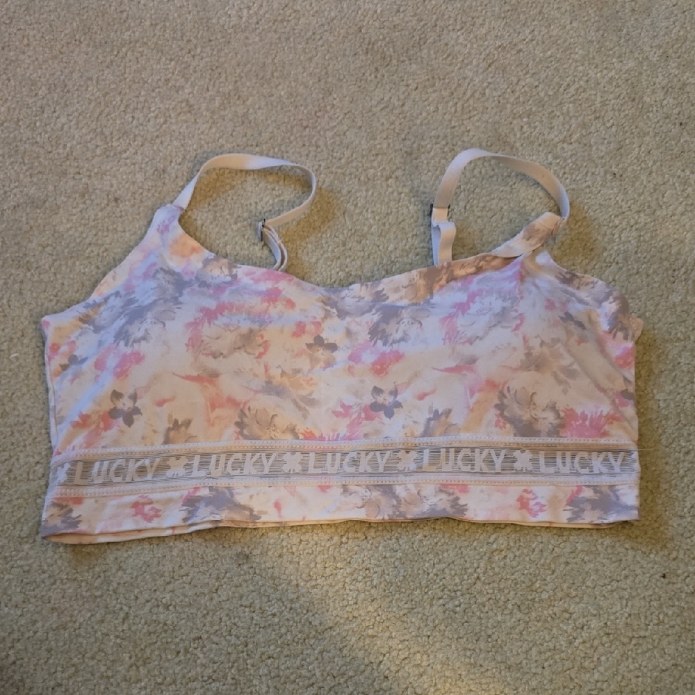 Lucky Brand Pink and Gray Floral Bralette